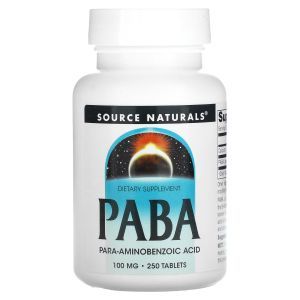 ПАБК (пара-аминобензойная кислота), Source Naturals, 250