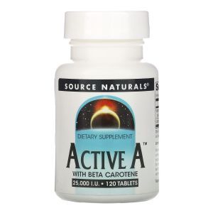 Витамин А, Active A, Source Naturals, 25,000 МЕ, 120 таблеток