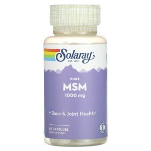 Метилсульфонилметан, MSM, Solaray, чистый, 1000 мг, 60 капсул
