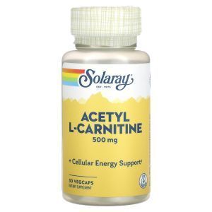 Ацетил L-карнитин, Acetyl L-Carnitine, Solaray, 500 мг, 30 вегетарианских капсул 
