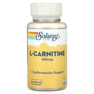 L-карнитин, L-Carnitine, Solaray, 500 мг, 60 вегетарианских капсул 
