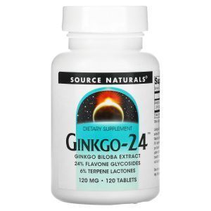 Гинкго Билоба -24, Source Naturals, 120 мг, 120 таб