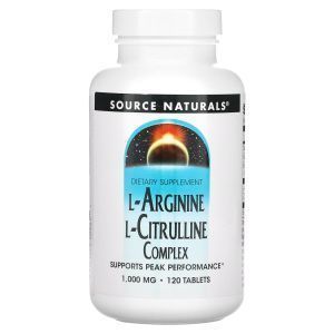 Аргинин цитруллин, L-Arginine L-Citrulline, Source Naturals, комплекс, 1000 мг, 120 таблеток