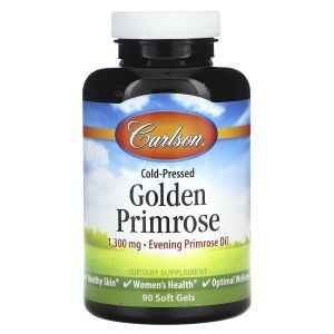 Масло вечерней примулы, Golden Primrose, Carlson, холодного отжима, 1 300 мг, 90 гелевых капсул
