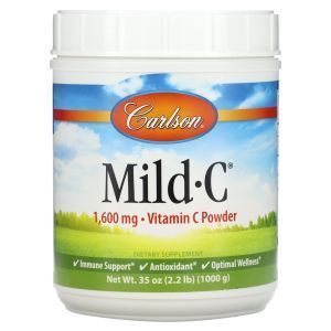 Витамин С, Mild-C, Carlson, порошок, 1600 мг, 1000 г
