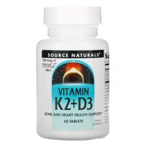 Витамин К2 + D3 (Vitamin K2), Source Naturals, 100 мкг,  60 таблеток