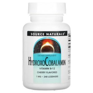 Витамин В-12, HydroxoCobalamin, Source Naturals, 1 мг, вкус вишни, 240 таблеток для рассасывания 