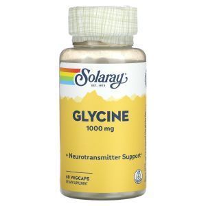 Глицин, Glycine, Solaray, 1000 мг, 60 вегетарианских капсул
