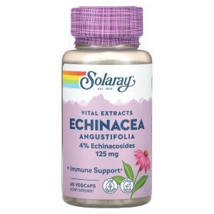 Эхинацея узколистная, Echinacea Angustifolia, Vital Extracts, Solaray, 125 мг, 60 вегетарианских капсул
