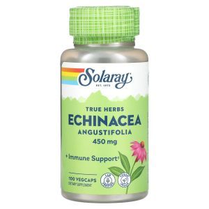 Эхинацея узколистная, Echinacea Angustifolia, True Herbs, Solaray, 450 мг, 100 вегетарианских капсул
