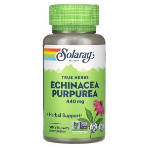 Эхинацея пурпурная, Echinacea Purpurea, True Herbs, Solaray, 440 мг, 100 вегетарианских капсул
