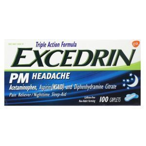 Облегчение головной боли, PM Headache, Excedrin, вечерняя формула, 100 каплет