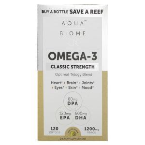 Омега-3, Omega-3, Enzymedica, классическая сила, 600 мг, вкус лимона, 120 гелевых капсул
