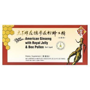 Женьшень с маточным молочком и пчелиной пыльцой, Ginseng with Royal Jelly & Bee Pollen, Prince of Peace, 10 бут.
