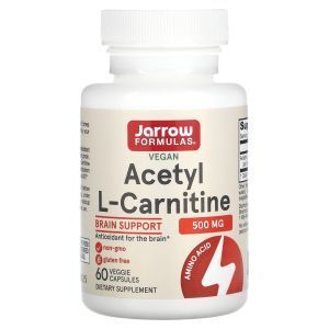 Ацетил карнитин, Acetyl L-Carnitine, Jarrow Formulas, 500 мг, 60 капсул 