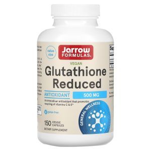 Глутатион, Glutathione Reduced, Jarrow Formulas, 500 мг, 150 вегетарианских капсул
