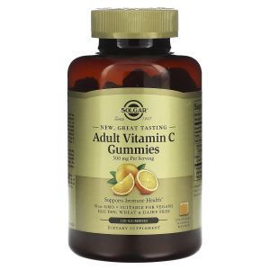 Витамин С для взрослых, Adult Vitamin C Gummies, Solgar, клубника и апельсин, 125 мг, 120 жевательных конфет