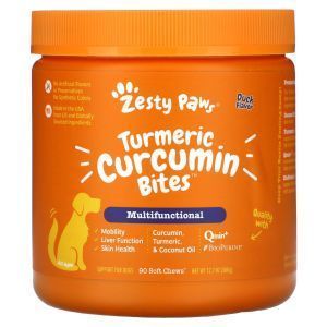 Куркума для собак, Turmeric Curcumin Bites, Zesty Paws, многофункциональная, для всех возрастов, утка, 90 мягких жевательных конфет, 360 г