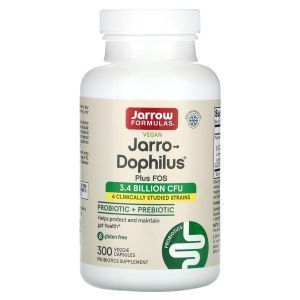 Пробиотики Дофилус, Jarro-Dophilus Plus FOS, Jarrow Formulas, с ФОС, 300 вегетарианских капсул
