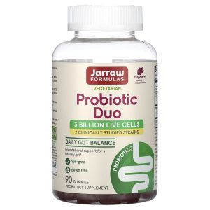 Пробиотики, Probiotic Duo, Jarrow Formulas, вкус малины, 3 млрд, 90 жевательных конфет