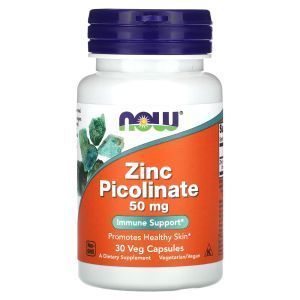 Пиколинат цинка, Zinc Picolinate, NOW Foods, 50 мг, 30 вегетарианских капсул
