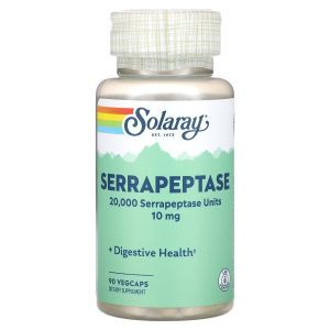 Серрапептаза, Serrapeptase, Solaray, 10 мг, 90 вегетарианских капсул
