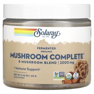 Ферментированный грибной комплекс, Organic Fermented Mushroom Complete, Solaray, органик, 2000 мг, 60 г