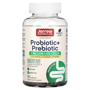 Пробиотик + пребиотик, Probiotic + Prebiotic, Jarrow Formulas, вкус ежевики, 90 жевательных конфет
