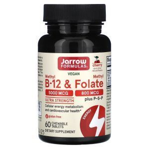Метил B-12 и Метилфолат со вкусом вишни, Methyl B-12 & Methyl Folate, Jarrow Formulas, 60 леденцов