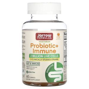 Пробиотик + поддержка иммунитета, Probiotic + Immune, Jarrow Formulas, вкус апельсина, 2 млрд, 60 жевательных конфет