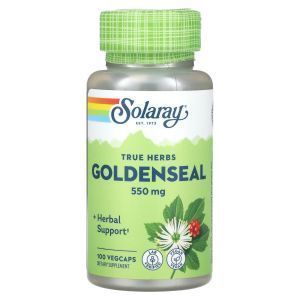 Гидрастис канадский, Goldenseal, True Herbs, Solaray, 550 мг, 100 вегетарианских капсул 
