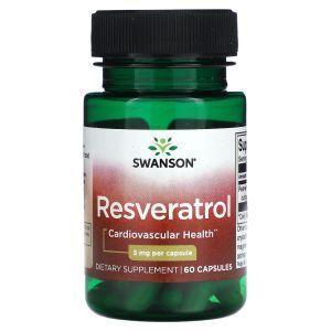 Ресвератрол, Resveratrol, Swanson, 5 мг, 60 капсул