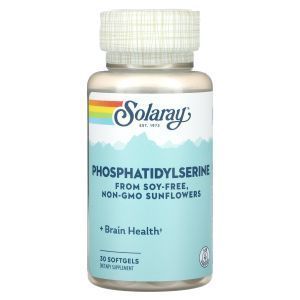 Фосфатидилсерин, Phosphatidylserine, Solaray, 30 гелевых капсул
