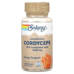 Гриб кордицепс, Cordyceps, Mushrooms, Solaray, 500 мг, 60 вегетарианских капсул
