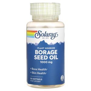 Масло огуречника, Borage Seed Oil, Solaray, 1000 мг, 50 гелевых капсул
