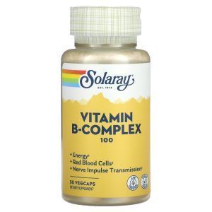 Витамины В-комплекс 100, Vitamin B-Complex 100, Solaray, 50 вегетарианских капсул

