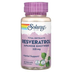 Ресвератрол, Resveratrol Japanese Knotweed, Vital Extracts, Solaray, 225 мг, 60 вегетарианских капсул
