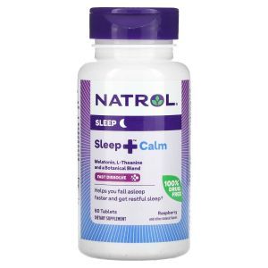 Поддержка сна, Sleep + Calm, Natrol, вкус малины, 60 таблеток
