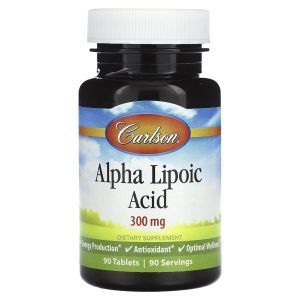 Альфа-липоевая кислота, Alpha Lipoic Acid, Carlson, 300 мг, 90 таблеток