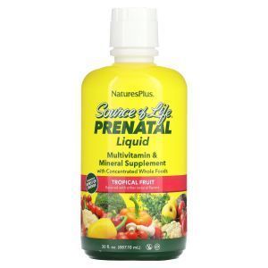 Витамины для беременных, Prenatal Liquid, Nature's Plus, тропический вкус, 887.10 мл