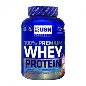 Сывороточный протеин, 100% Premium Whey Protein, USN, премиум-класса, вкус клубничный крем, 2,28 кг
