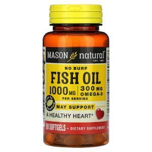 Рыбий жир, Fish Oil, Mason Natural, без отрыжки, 500 мг, 90 гелевых капсул