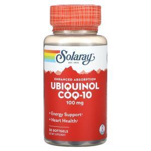 Убихинол, Коэнзим Q10, Ubiquinol CoQ10, Solaray, улучшенная абсорбция, 100 мг, 30 гелевых капсул
