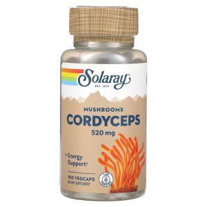 Гриб кордицепс, Cordyceps Mushrooms, Solaray, 520 мг, 100 вегетарианских капсул
