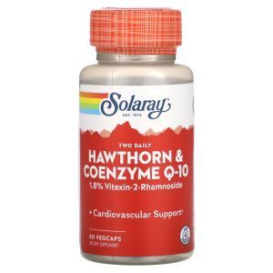 Боярышник и коэнзим Q-10, Hawthorn & Coenzyme Q-10, Solaray, 2 в день, 60 вегетарианских капсул 
