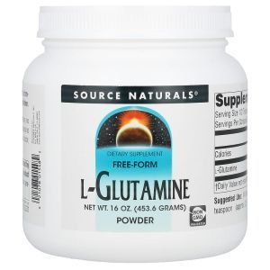 Глютамин, L-Glutamine, Source Naturals, порошок в свободной форме, 453,6 г.