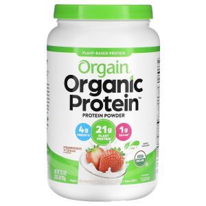 Растительный протеин, Organic Protein Powder, Orgain, органик, порошок, клубника со сливками, 920 г