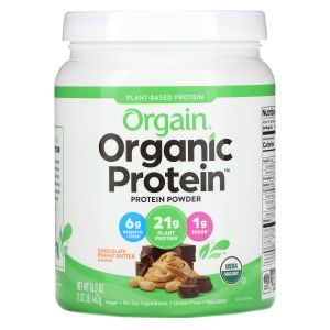 Растительный протеин, Organic Protein Powder, Orgain, органик, порошок,  арахисовое масло с шоколадом, 462 г
