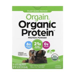 Растительный протеин, Organic Protein Powder, Orgain, органик, порошок, сливочно-шоколадная помадка, 10 пакетов по 46 г каждый
