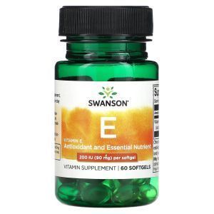 Витамин Е, Vitamin E, Swanson, 200 МЕ (90 мг), 60 гелевых капсул